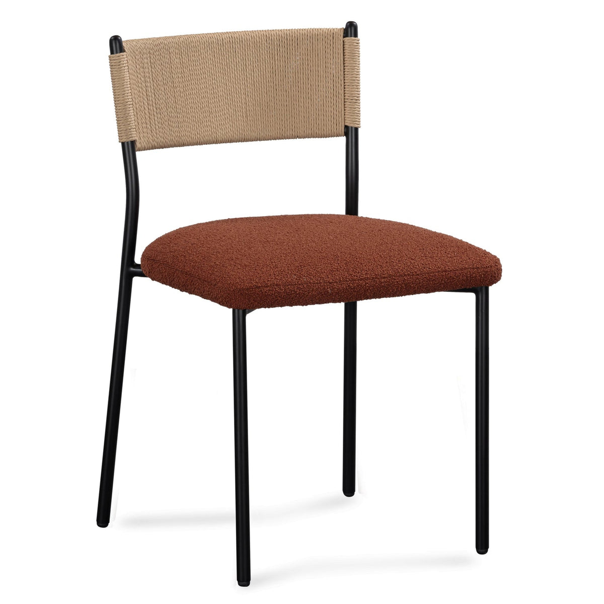 TOV Furniture Celine Maroon Performance Boucle Dining Chair Set of 2 in maroon boucle over metal, primary product view