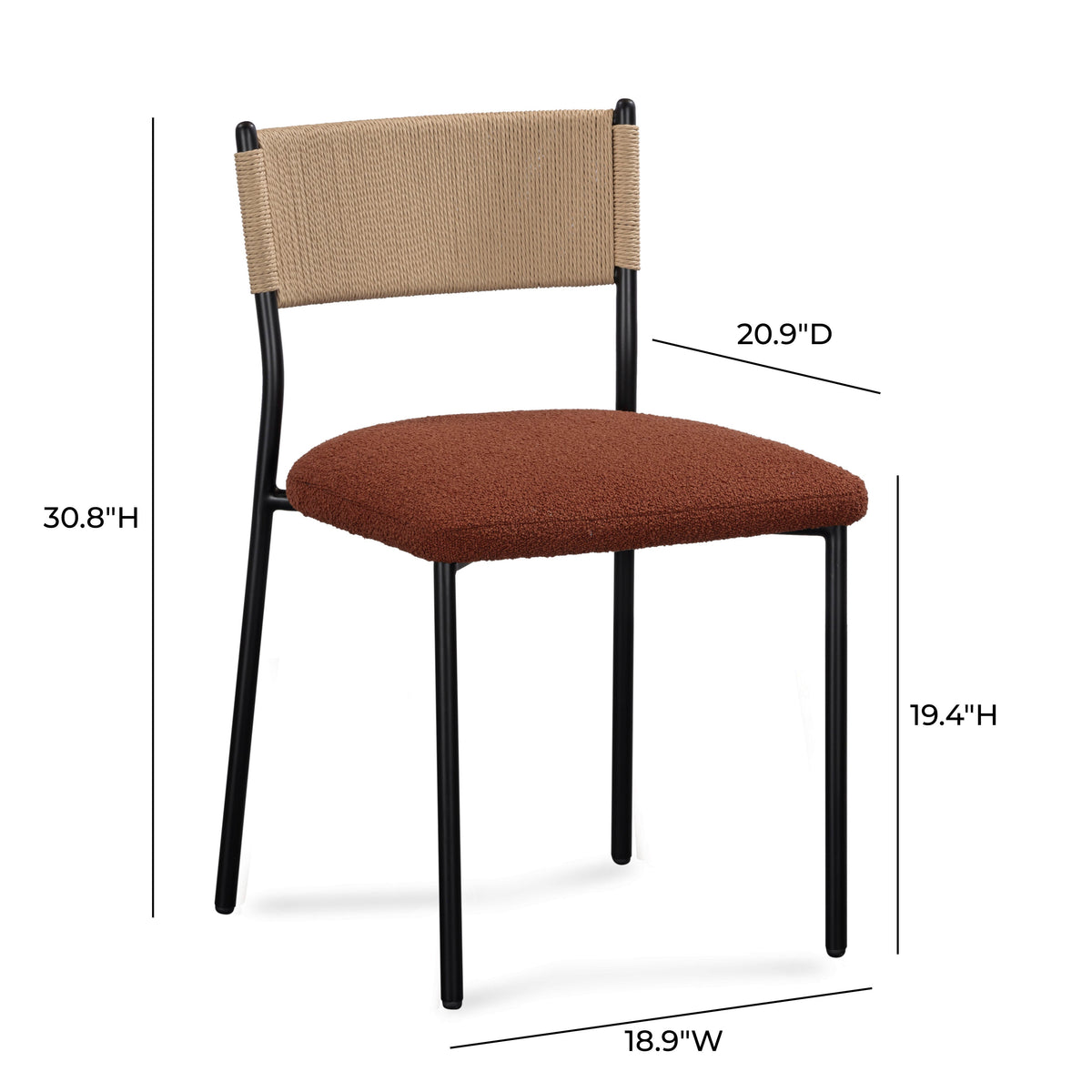 TOV Furniture Celine Maroon Performance Boucle Dining Chair Set of 2
