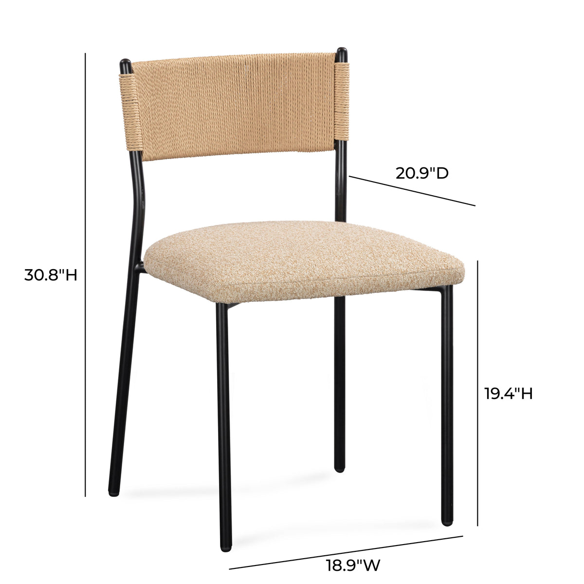 TOV Furniture Celine Tan Performance Boucle Dining Chair Set of 2