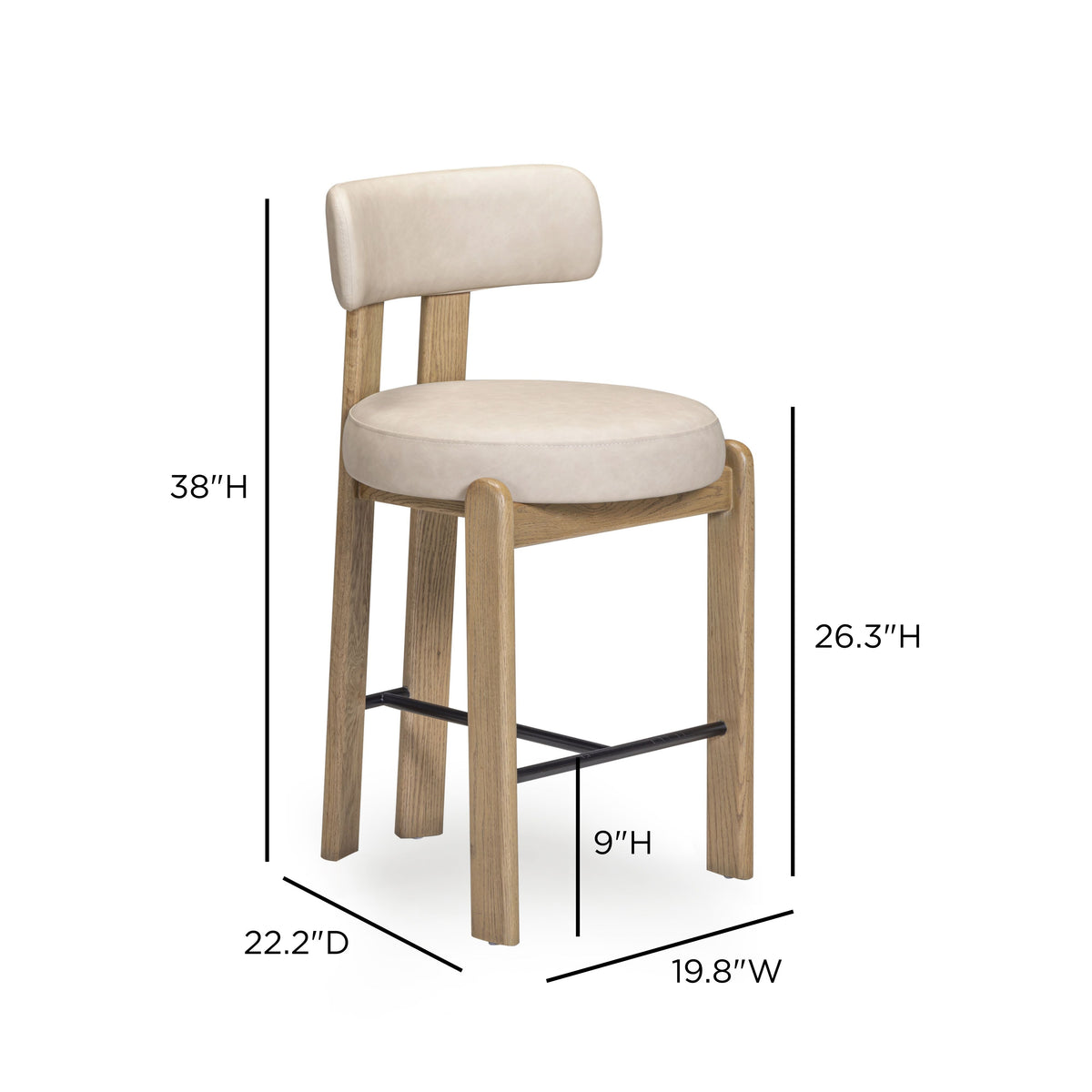 TOV Furniture Odessa Taupe Performance Vegan Leather Counter Stool