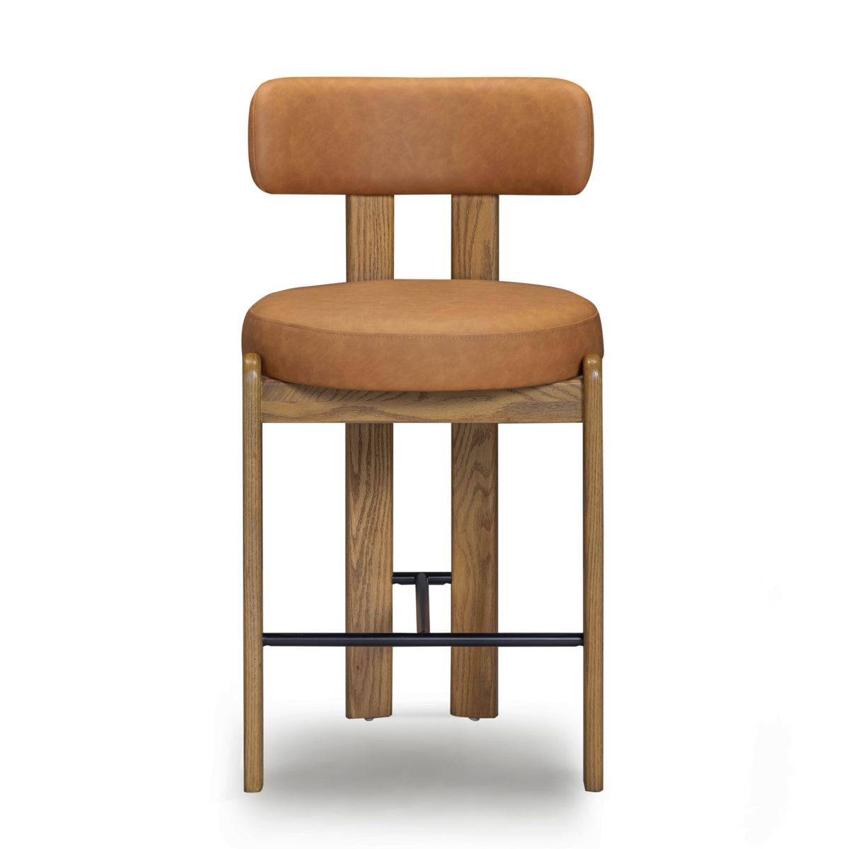 TOV Furniture Odessa Performance Vegan Leather Counter Stool in saddle brown vegan leather, primary product view