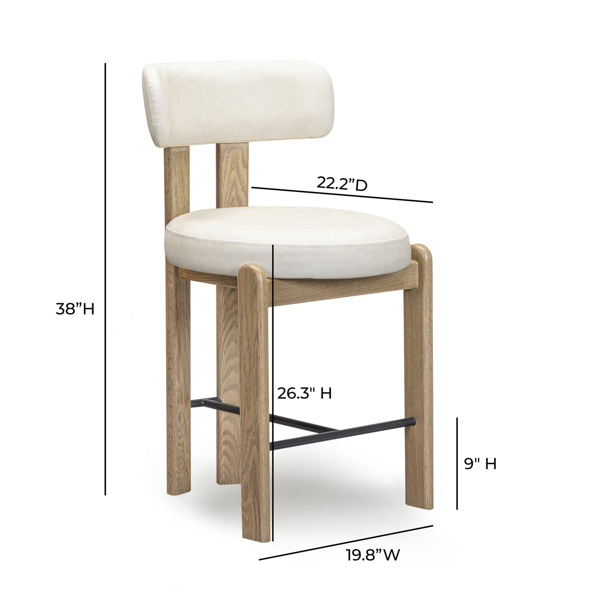 TOV Furniture Odessa Cream Performance Vegan Leather Counter Stool