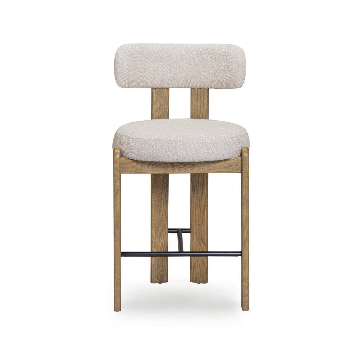 TOV Furniture Odessa Cream Performance Counter Stool in cream fabric on oak, primary product view