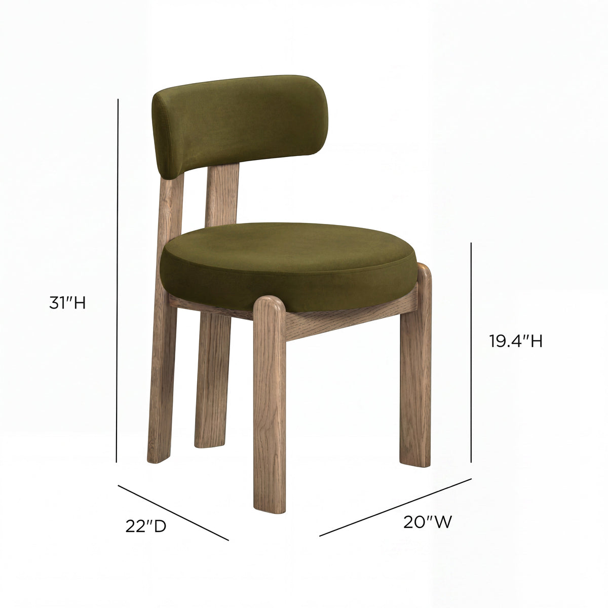 TOV Furniture Odessa Green Performance Velvet Dining Chair