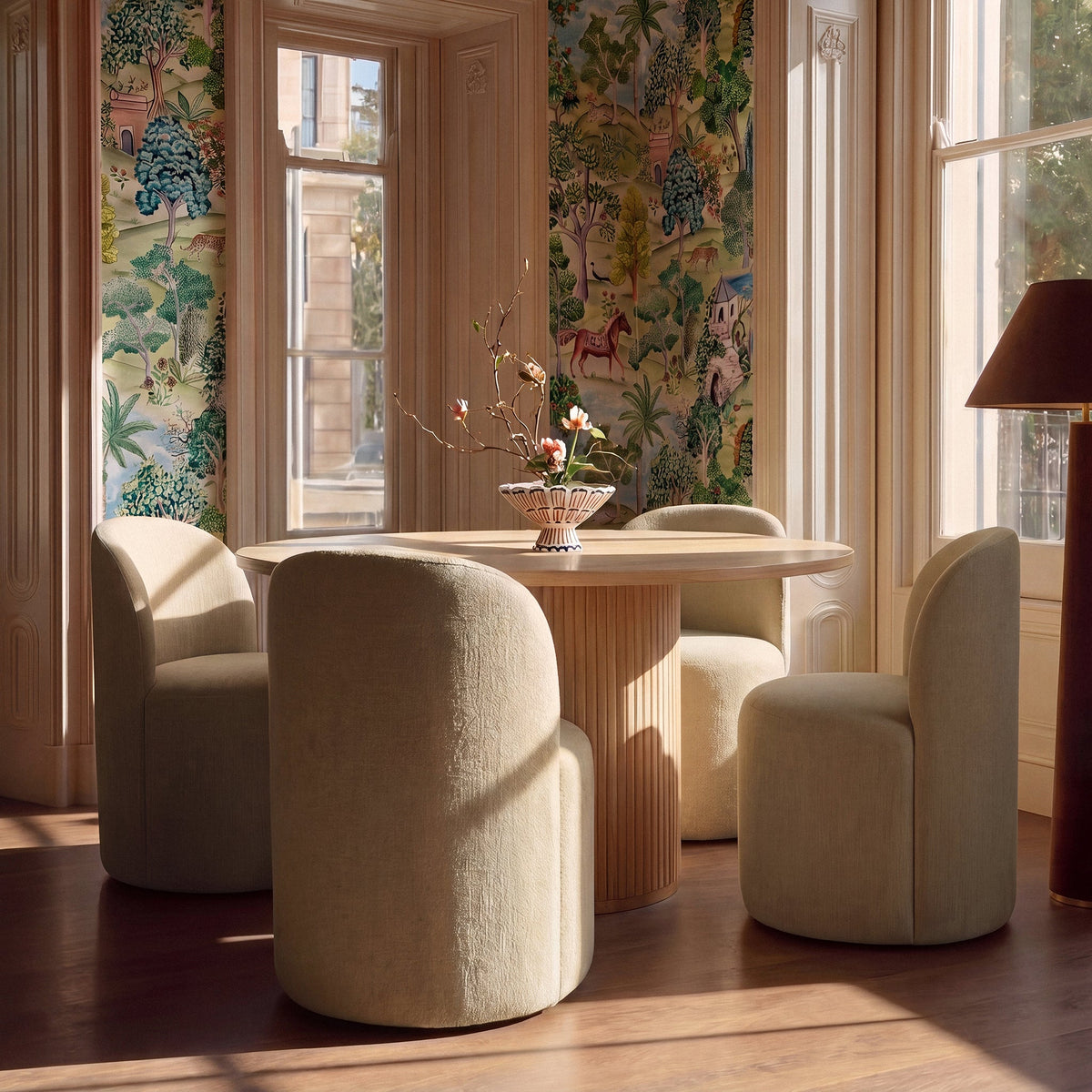 TOV Furniture Persa Light Brown Round Back Performance Chenille Dining Chair