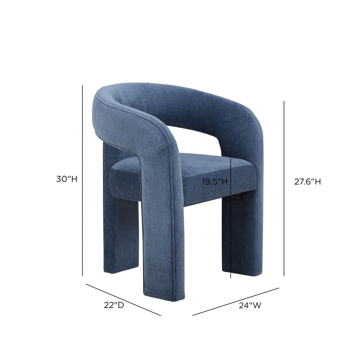 TOV Furniture Malone Blue Denim Performance Chenille Dining Chair