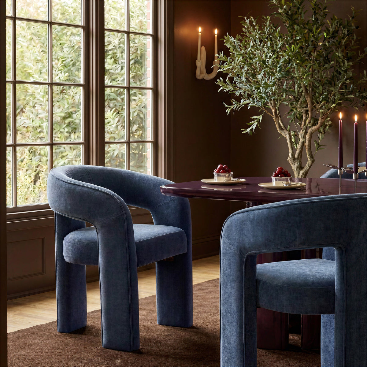 TOV Furniture Malone Blue Denim Performance Chenille Dining Chair