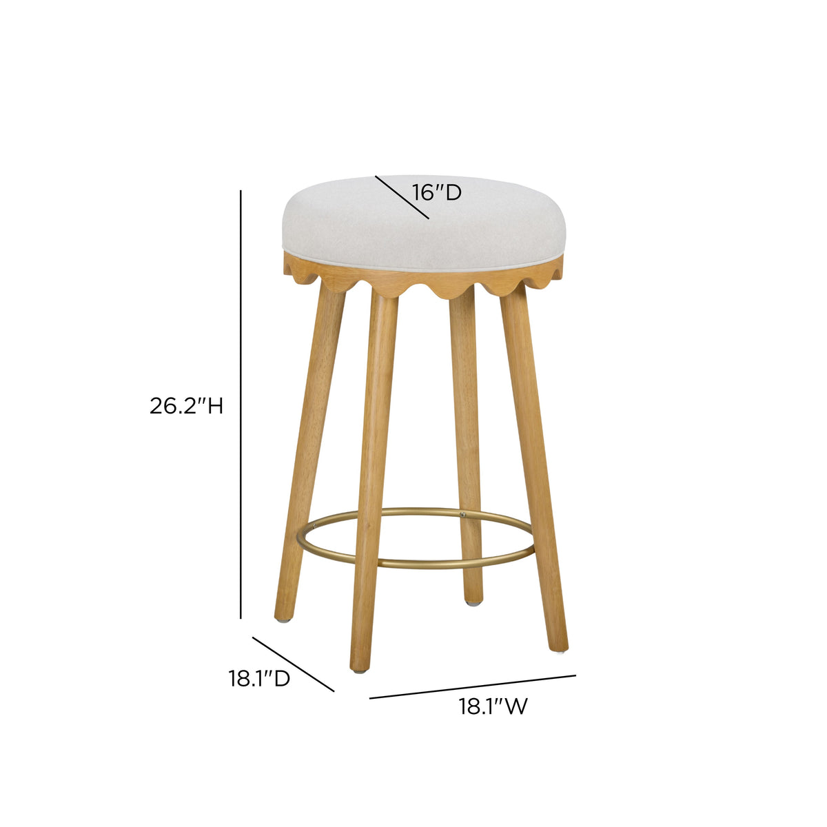 TOV Furniture Oodle Cream Performance Vegan Mohair Counter Stool