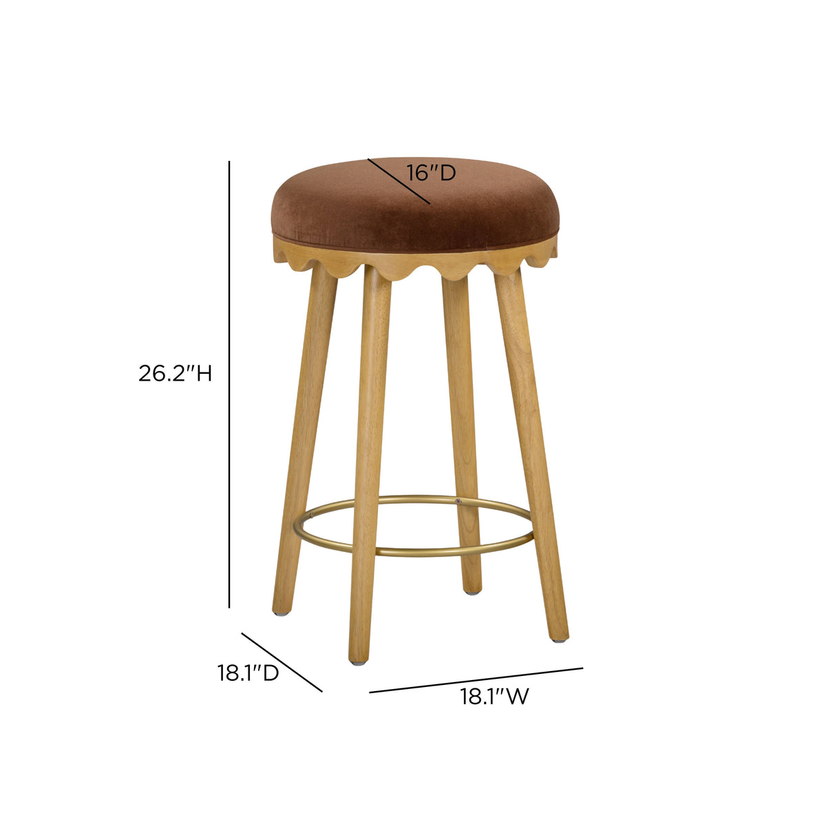 TOV Furniture Oodle Bronze Performance Vegan Mohair Counter Stool