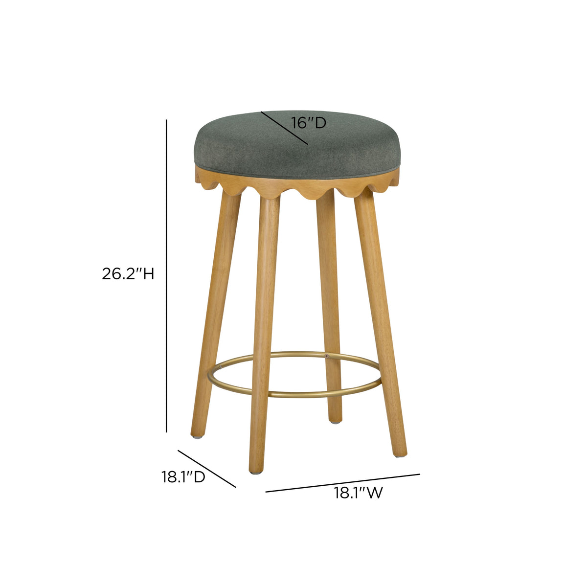 TOV Furniture Oodle Green Performance Vegan Mohair Counter Stool
