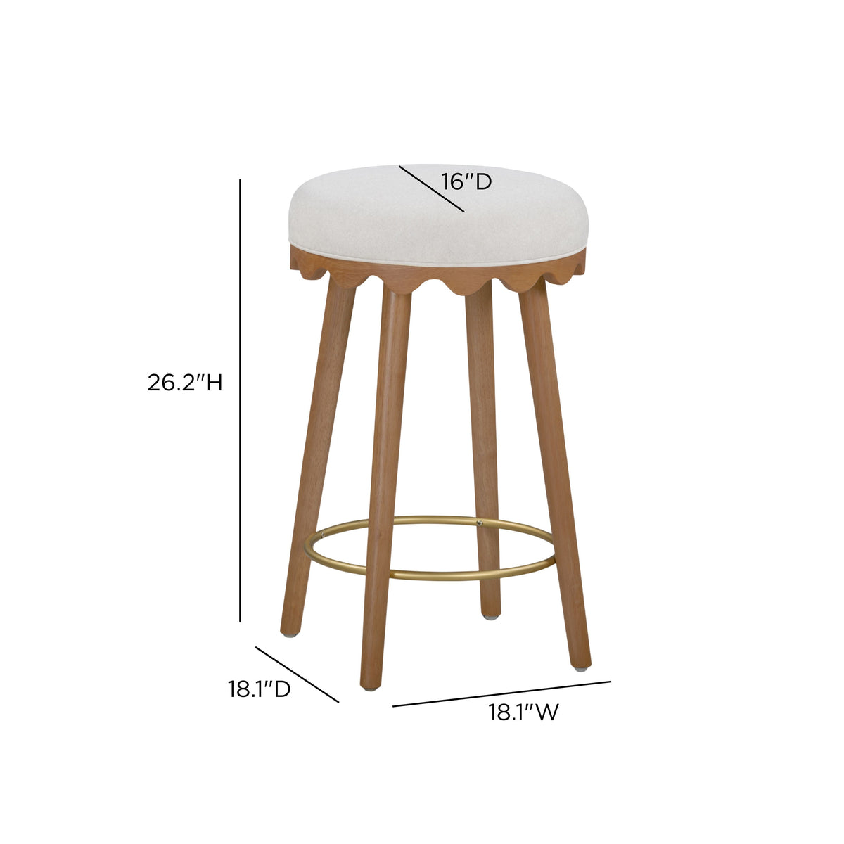 TOV Furniture Oodle Cream Performance Vegan Mohair Counter Stool