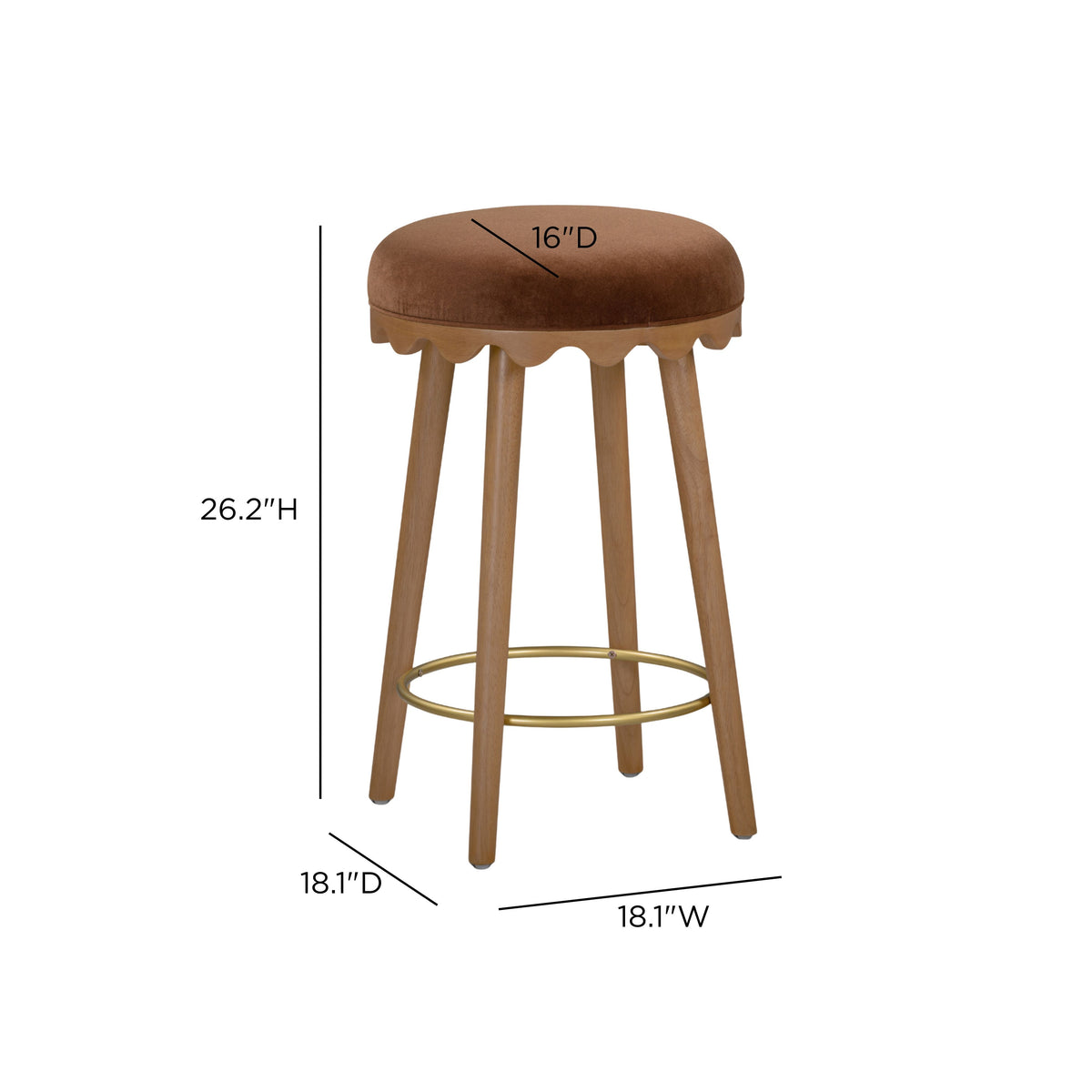 TOV Furniture Oodle Bronze Performance Vegan Mohair Counter Stool