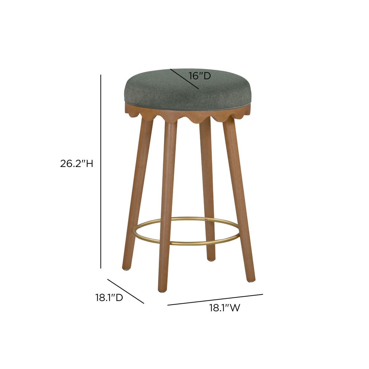 TOV Furniture Oodle Green Performance Vegan Mohair Counter Stool