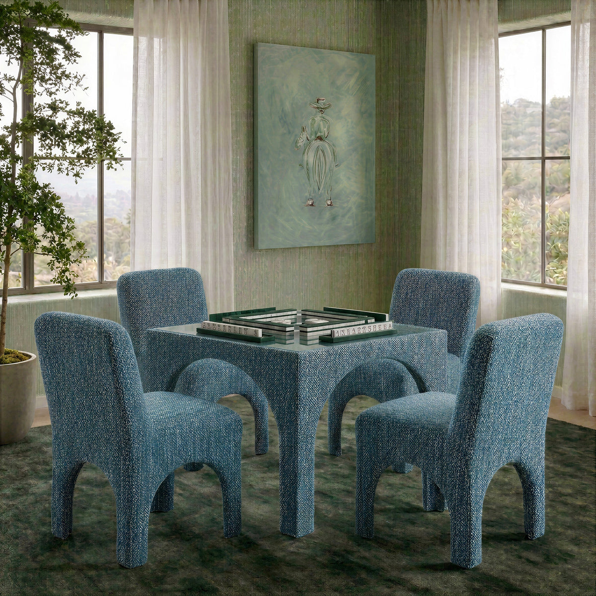 TOV Furniture Tomlin Teal Performance Chenille Dining Chair