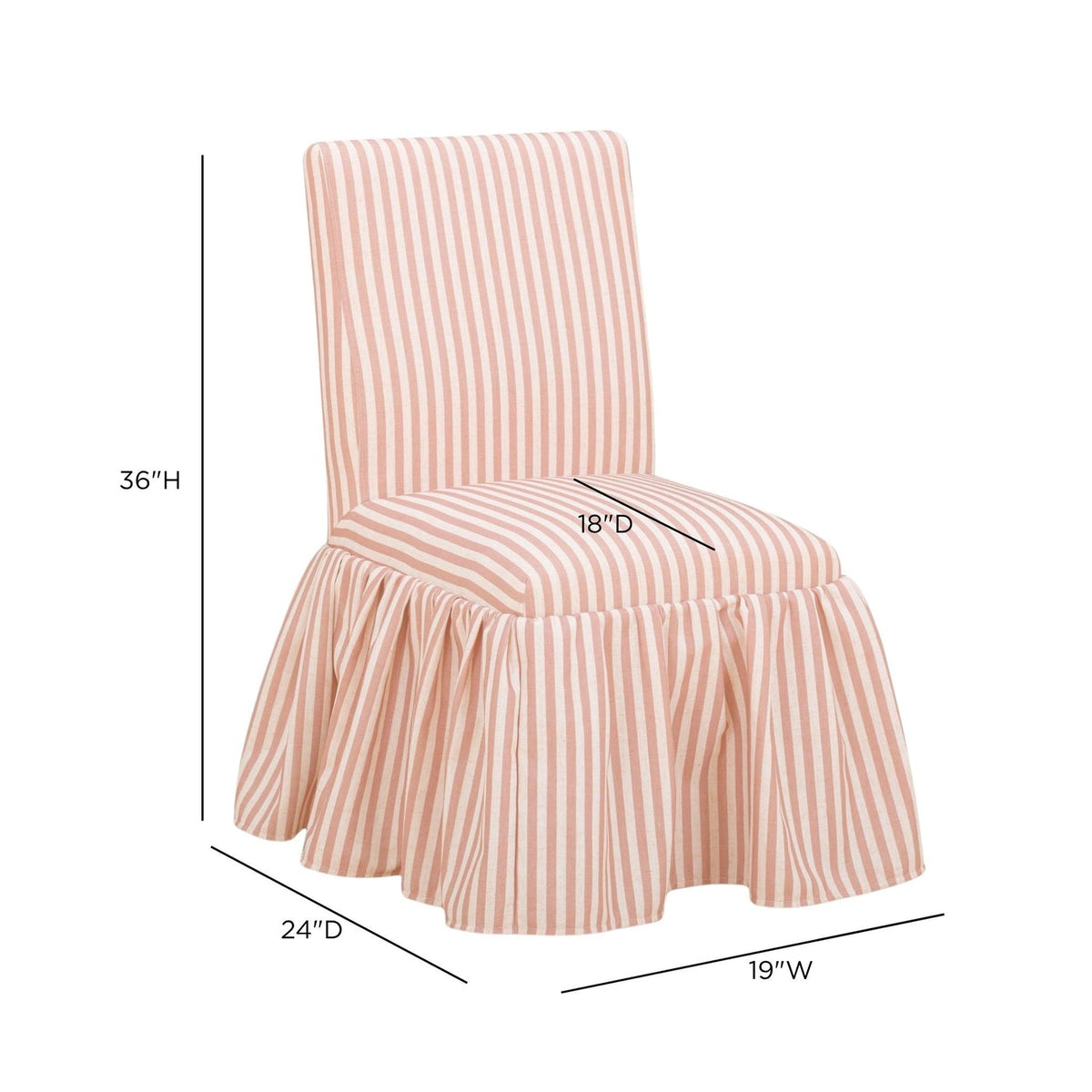 TOV Furniture Gertrude Pink Striped Performance Linen Skirted Dining Chair