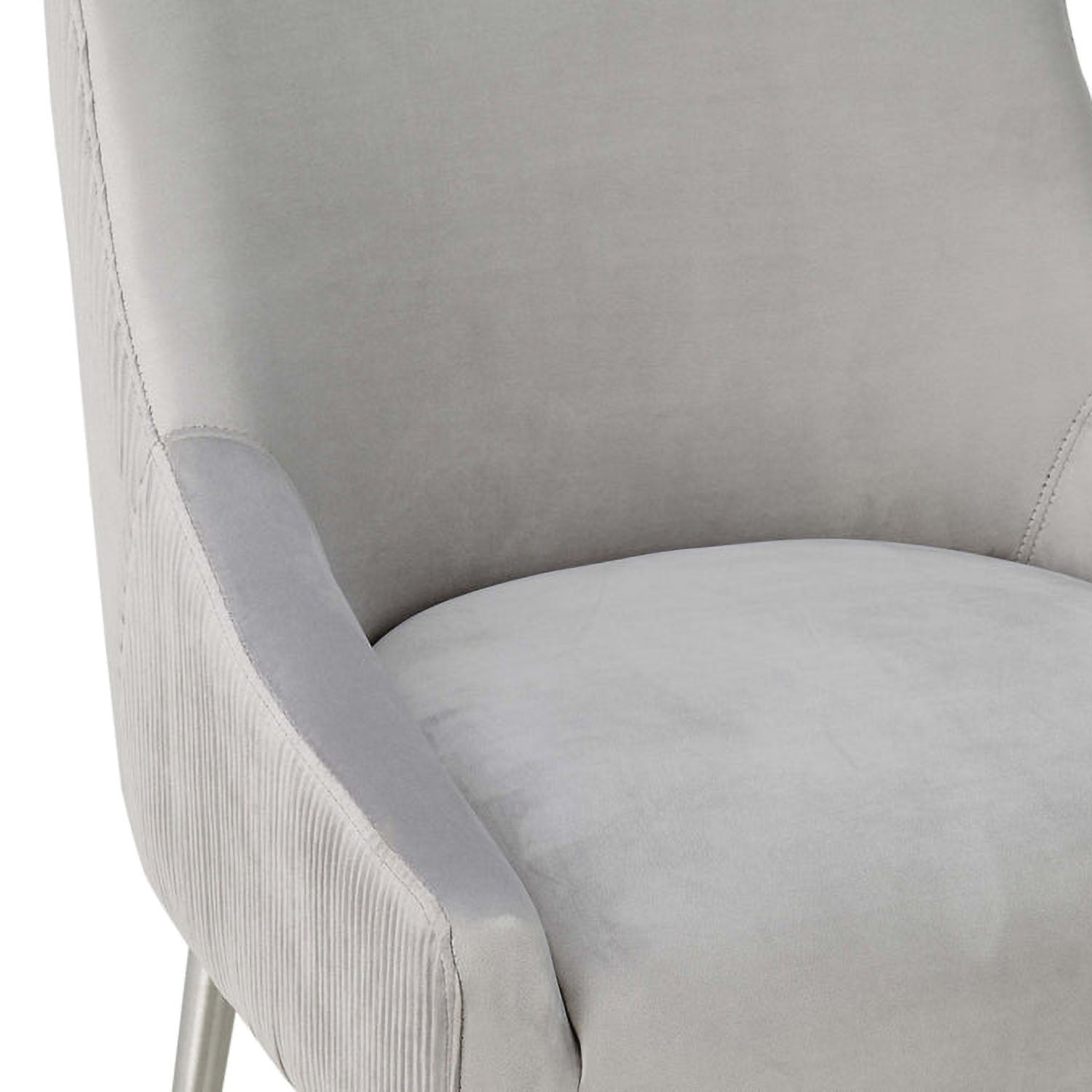 TOV Furniture Beatrix Pleated Light Grey Velvet Bar Stool