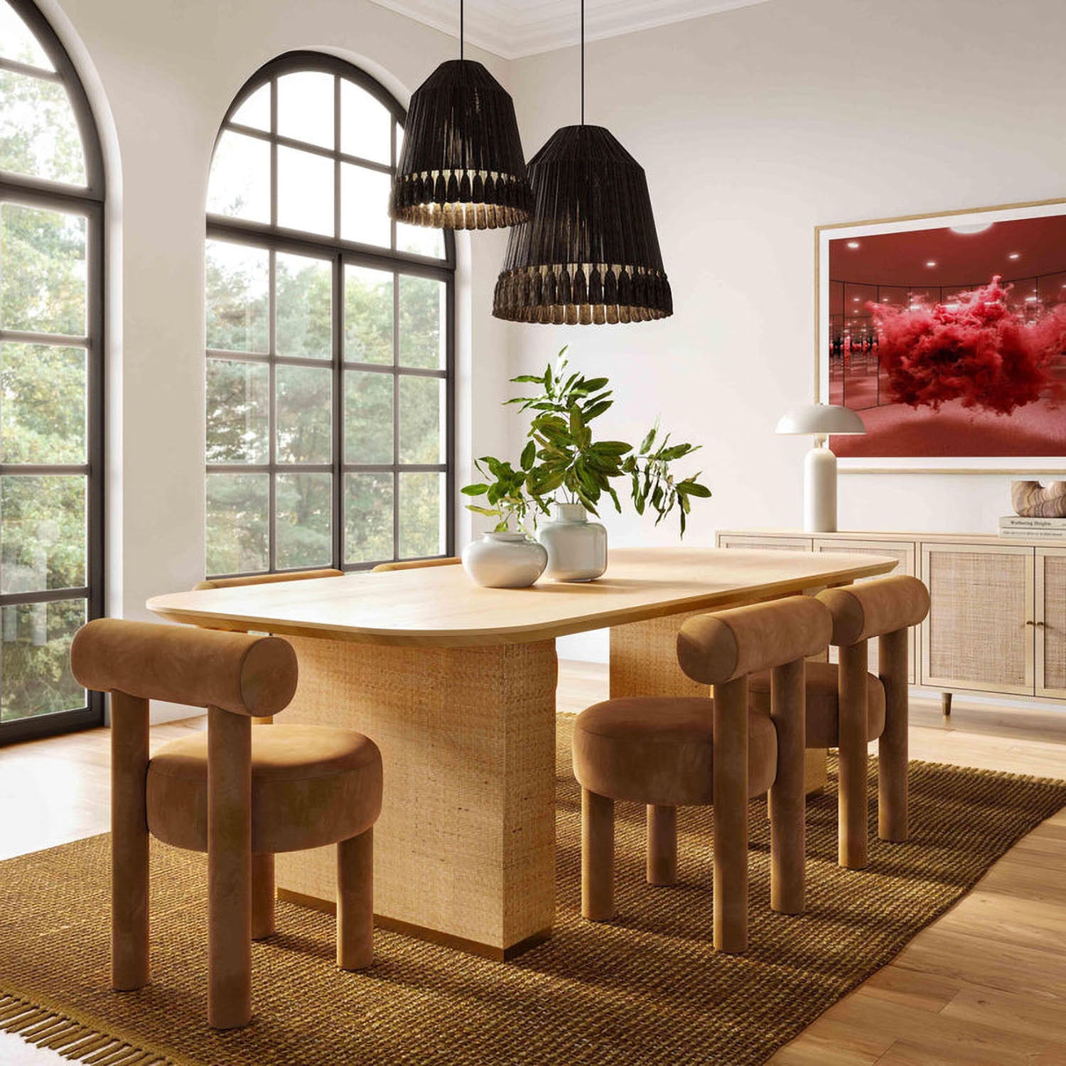 TOV Furniture Carmel Cognac Velvet Dining Chair