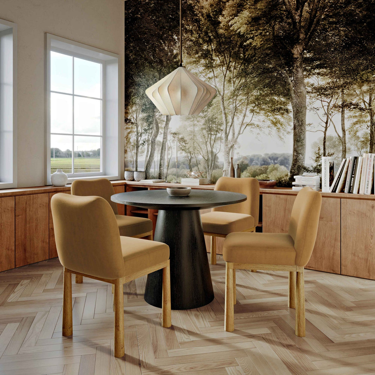 TOV Furniture Tiara Cognac Performance Velvet and Oak Dining Chair