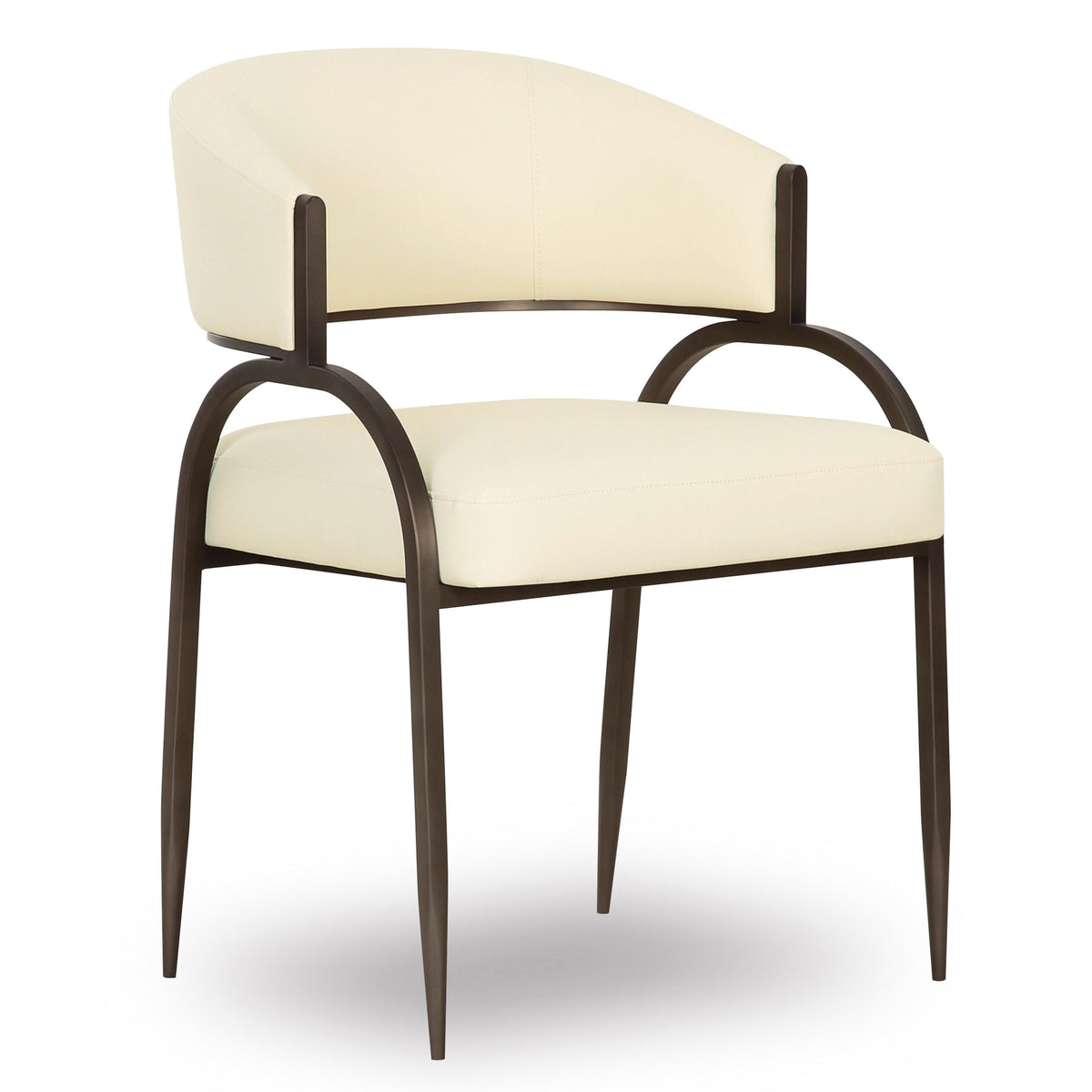 TOV Furniture Tatum Performance Vegan Leather Dining Chair in cream vegan leather and black iron, primary product view