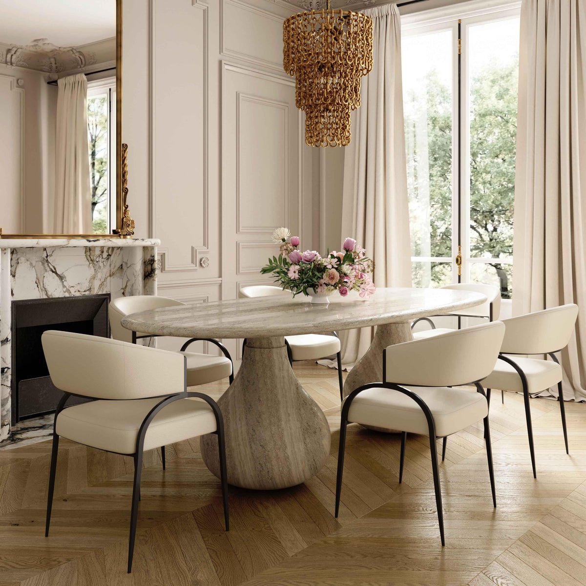 TOV Furniture Tatum Cream Performance Vegan Leather Dining Chair