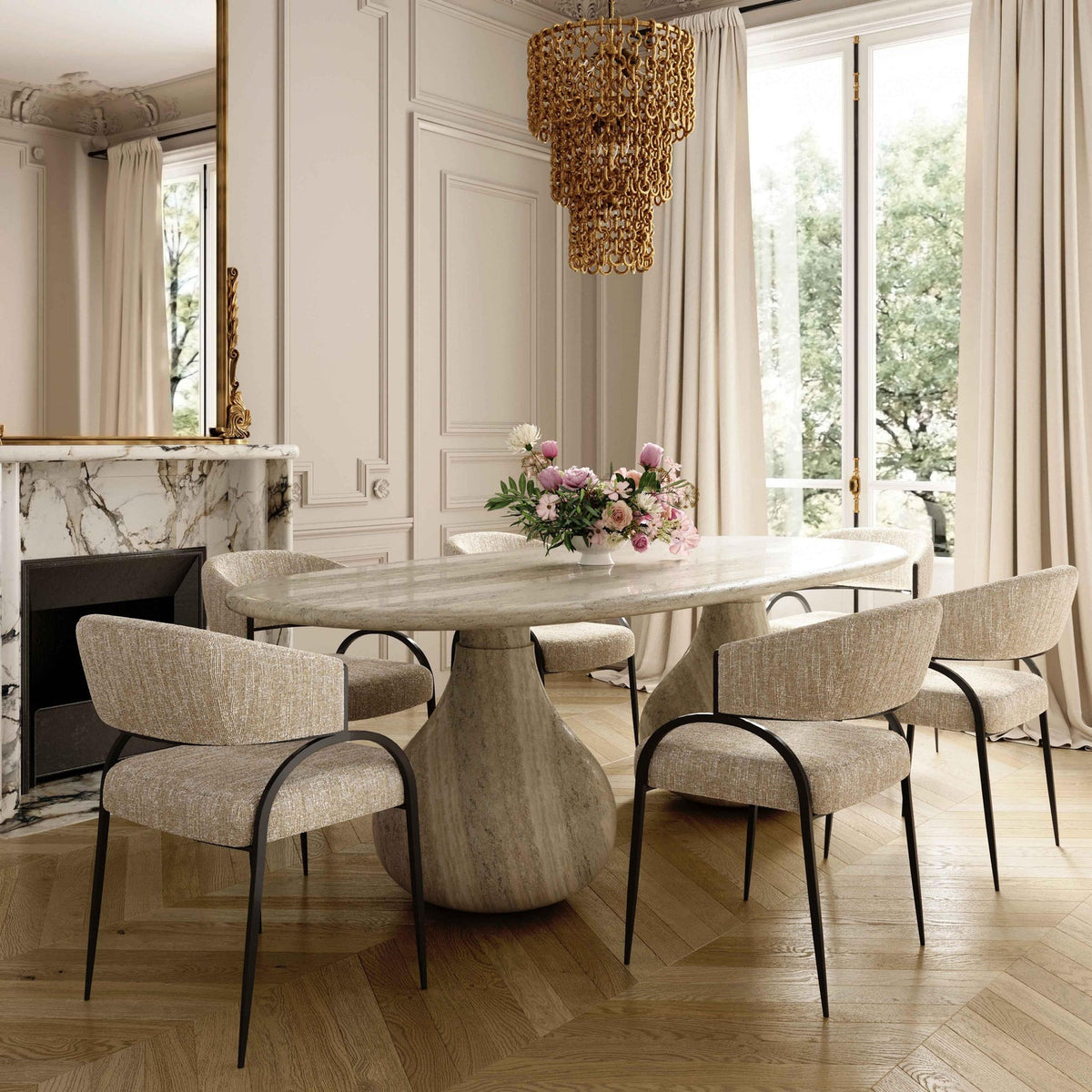 TOV Furniture Tatum Taupe Textured Performance Boucle Dining Chair