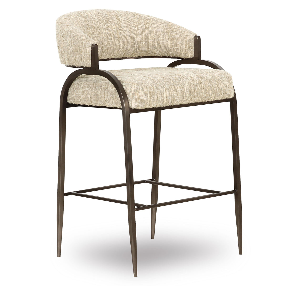 TOV Furniture Tatum Taupe Textured Performance Boucle Counter Stool in taupe boucle, primary product view