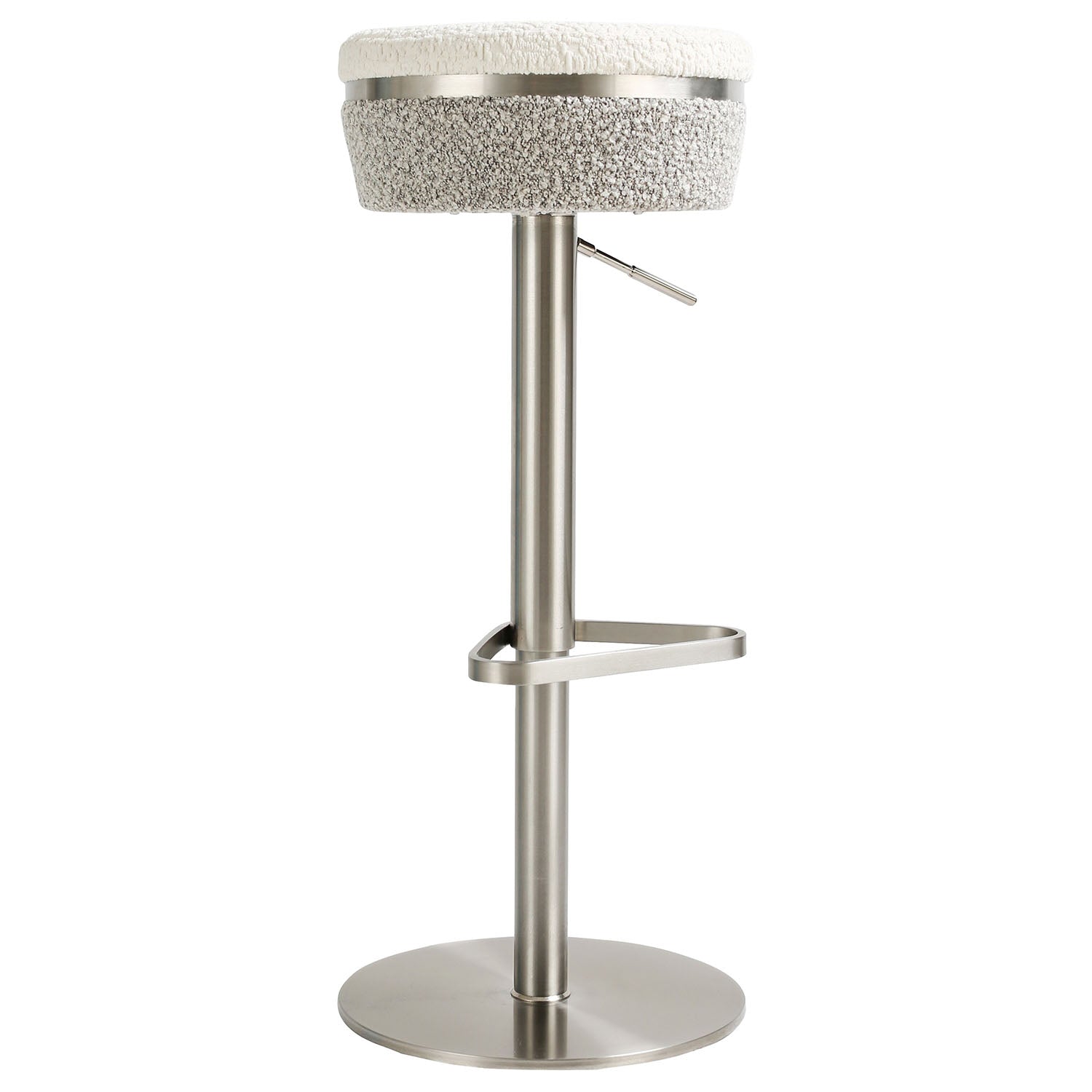 TOV Furniture Astro White and Grey Boucle Adjustable Stool