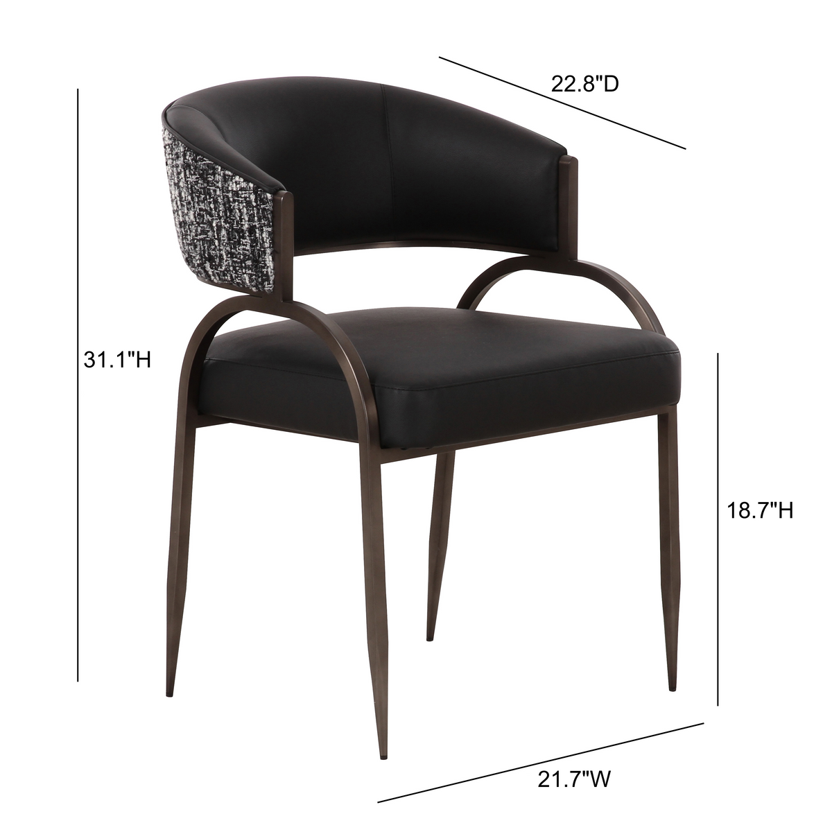 TOV Furniture Tatum Black 2-Tone Performance Vegan Leather Dining Chair