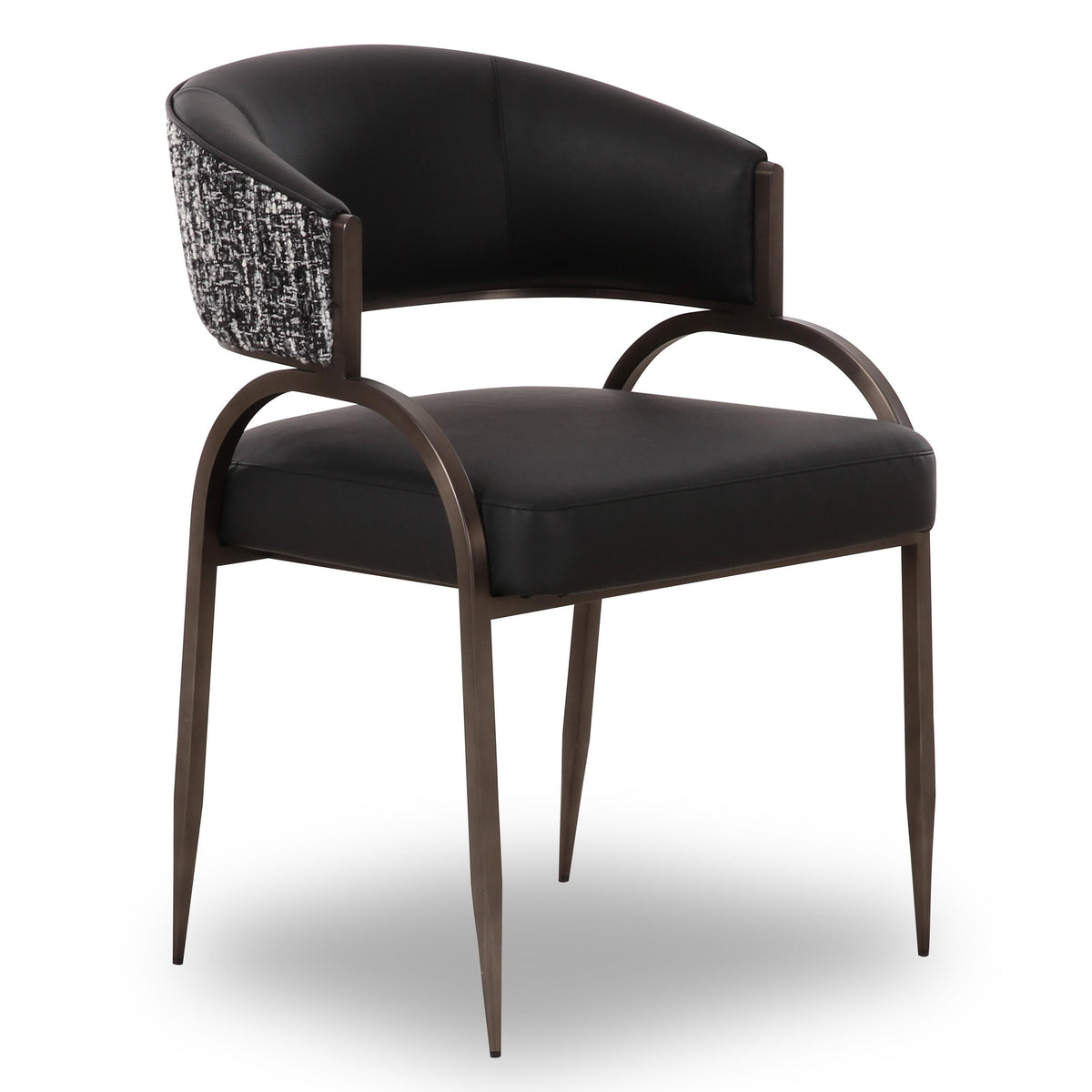 TOV Furniture Tatum 2-Tone Performance Vegan Leather Dining Chair in black vegan leather and black iron, primary product view