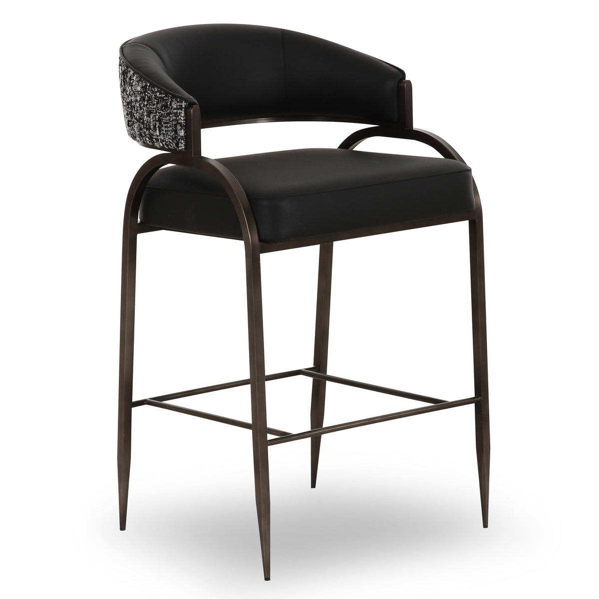 TOV Furniture Tatum 2-Tone Performance Vegan Leather Counter Stool in black vegan leather, primary product view