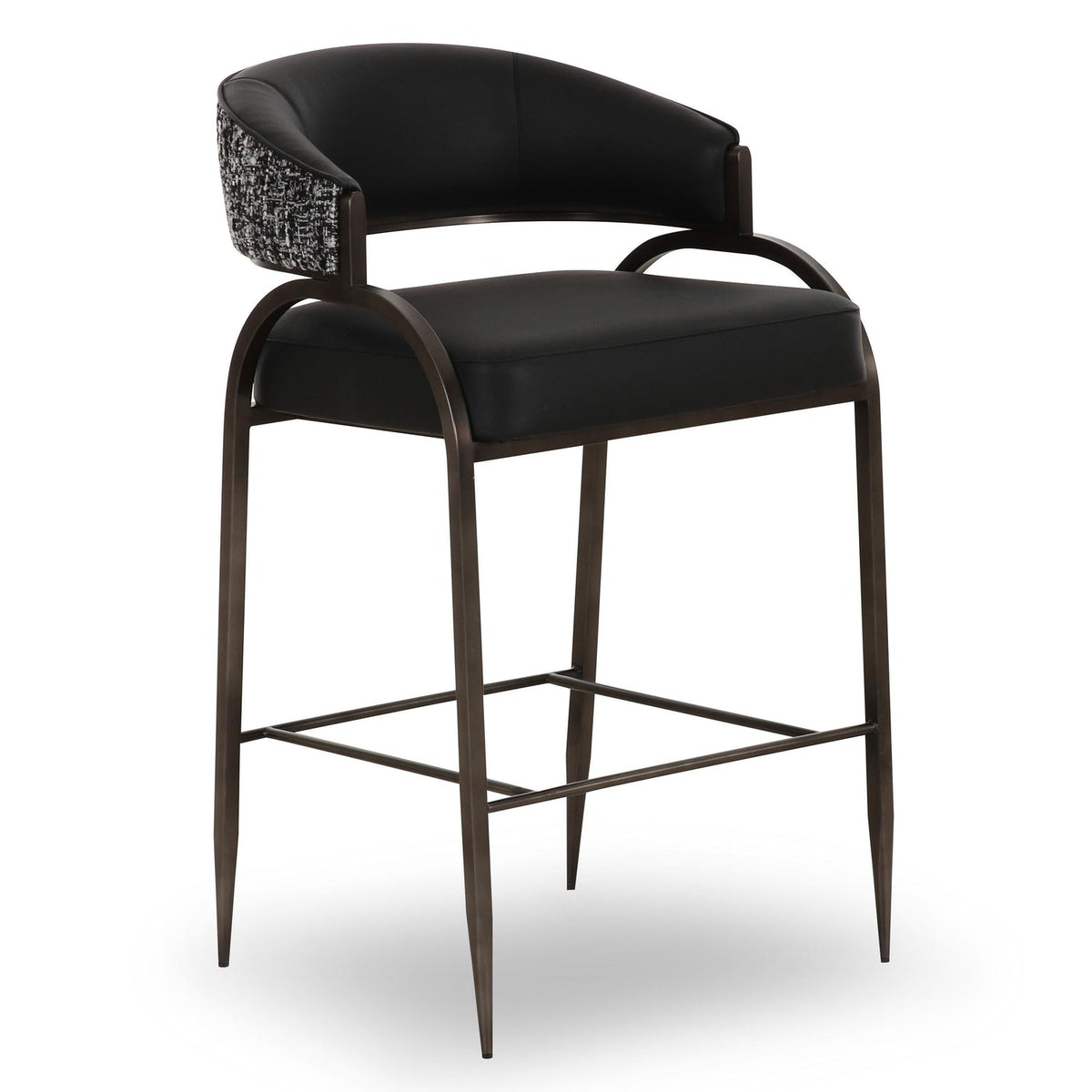 TOV Furniture Tatum 2-Tone Performance Vegan Leather Counter Stool in black vegan leather, primary product view