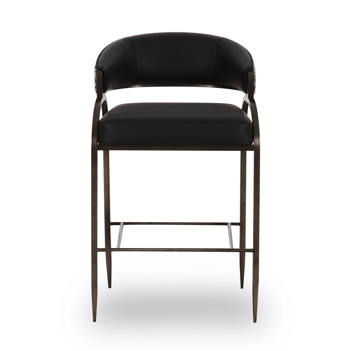 TOV Furniture Tatum Black 2-Tone Performance Vegan Leather Counter Stool