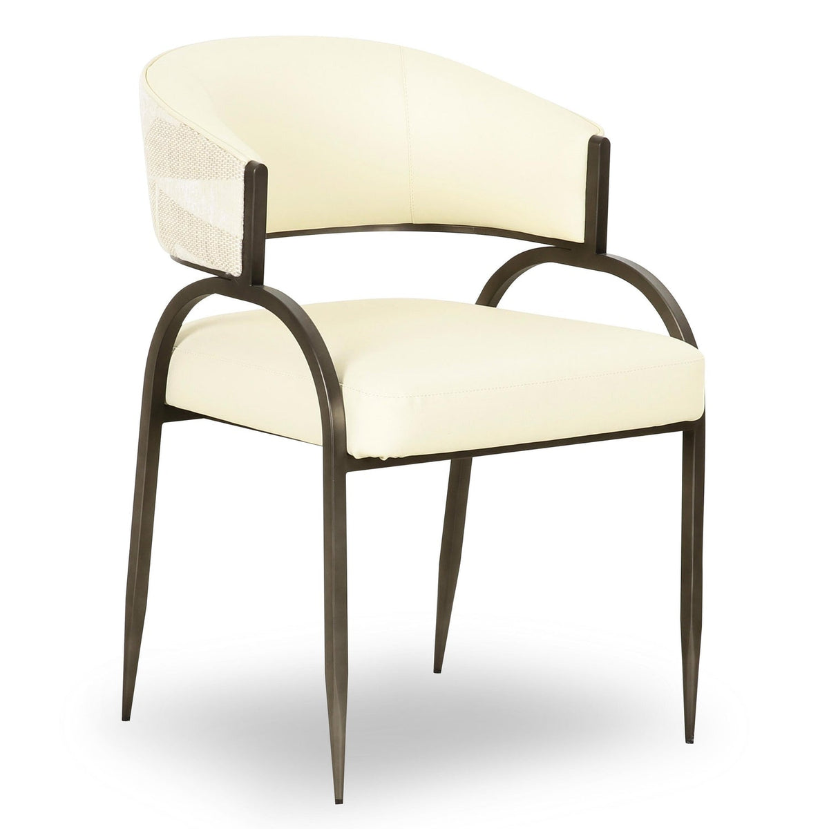 TOV Furniture Tatum Cream 2-Tone Performance Vegan Leather and Jacquard Dining Chair in cream, primary product view