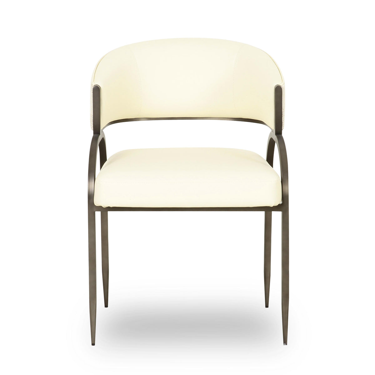 TOV Furniture Tatum Cream 2-Tone Performance Vegan Leather and Jacquard Dining Chair