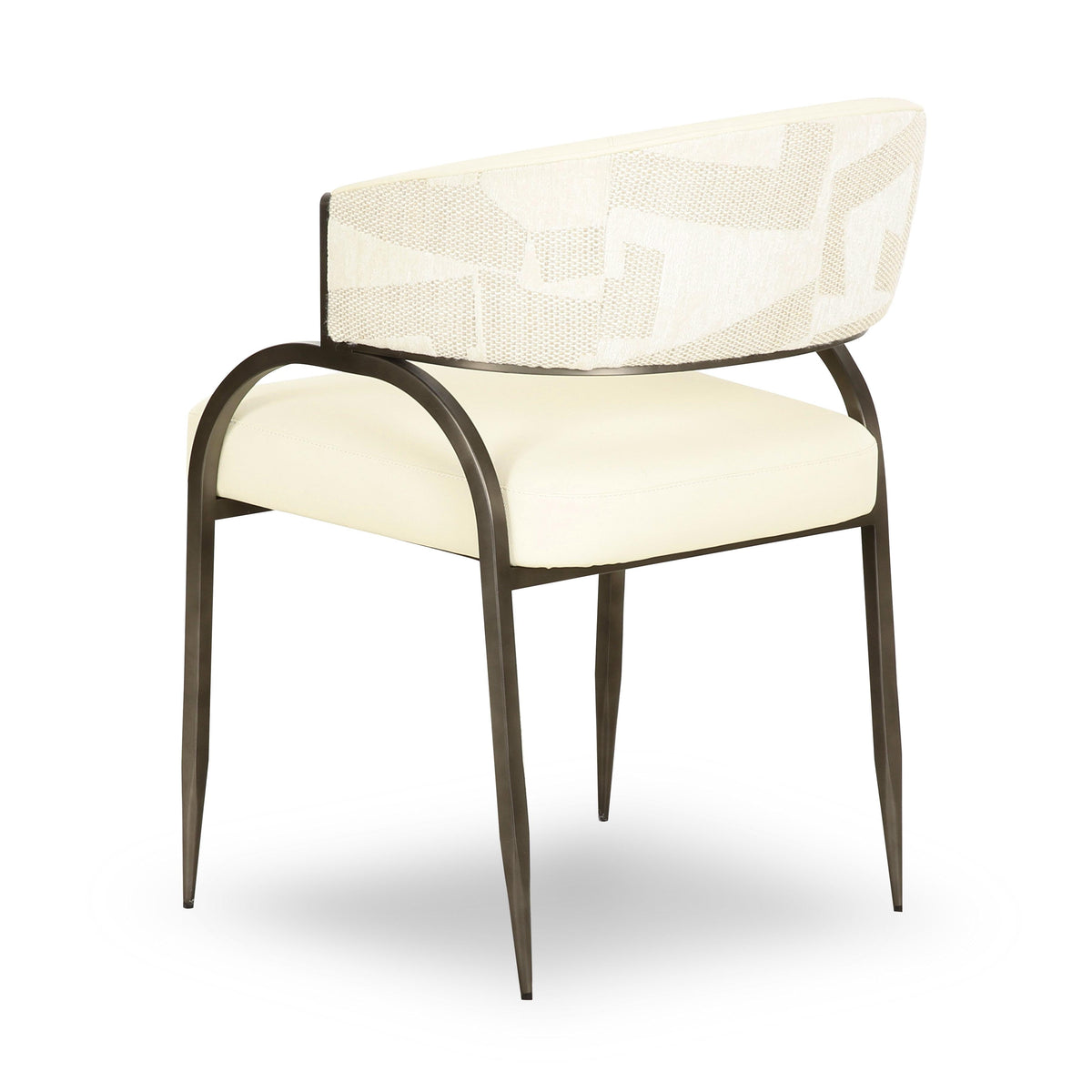 TOV Furniture Tatum Cream 2-Tone Performance Vegan Leather and Jacquard Dining Chair