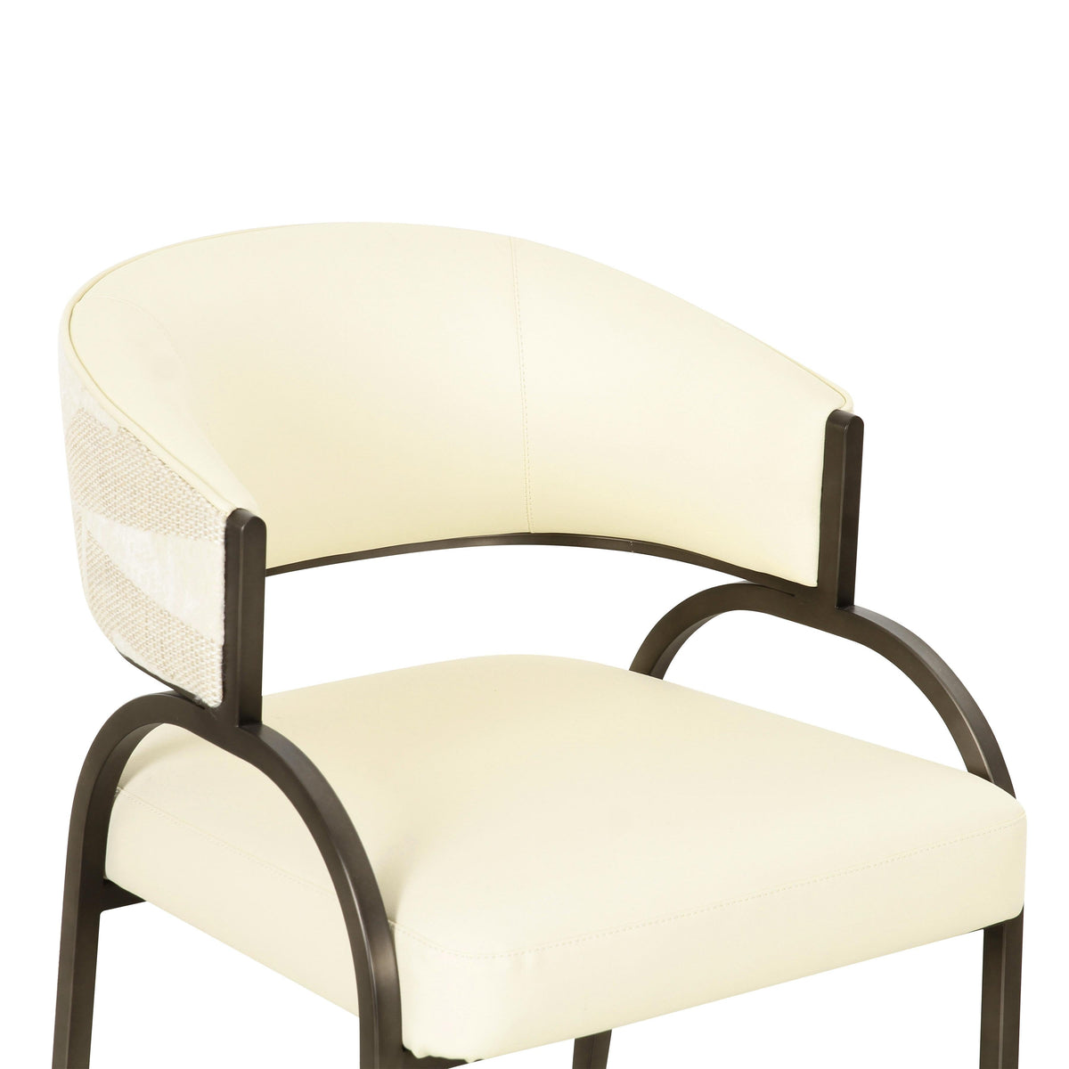 TOV Furniture Tatum Cream 2-Tone Performance Vegan Leather and Jacquard Dining Chair
