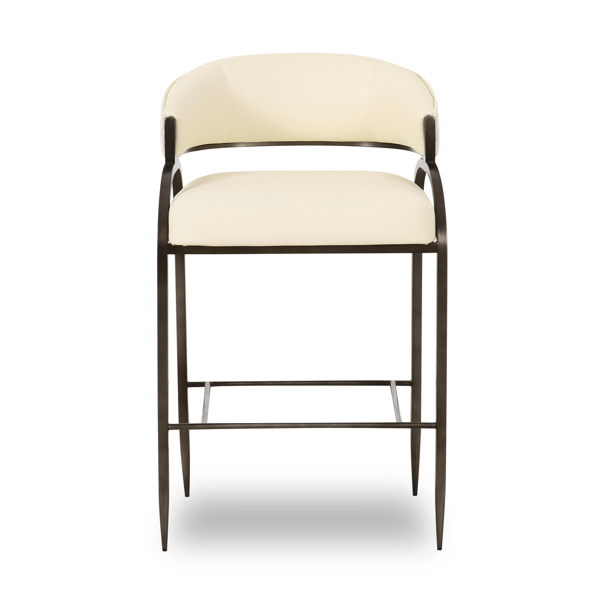 TOV Furniture Tatum Cream 2-Tone Performance Vegan Leather and Jacquard Counter Stool