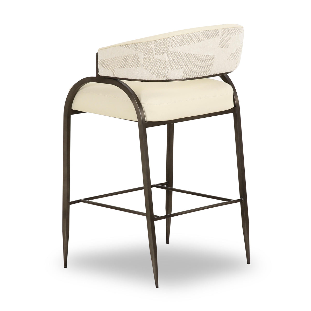 TOV Furniture Tatum Cream 2-Tone Performance Vegan Leather and Jacquard Counter Stool