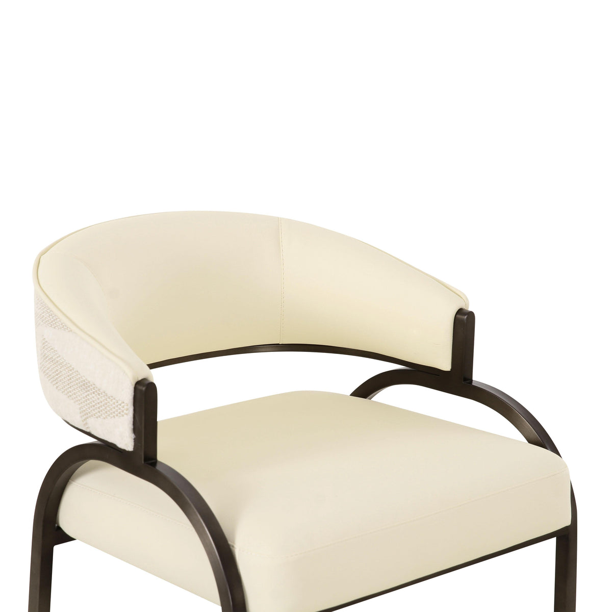 TOV Furniture Tatum Cream 2-Tone Performance Vegan Leather and Jacquard Counter Stool
