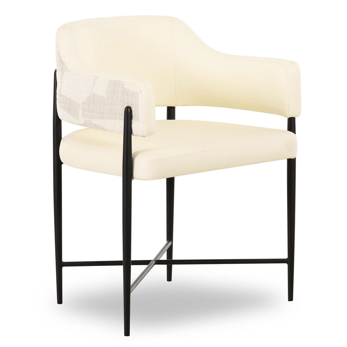 TOV Furniture Sezanne Cream 2-Tone Vegan Leather and Jacquard Dining Chair in cream, primary product view
