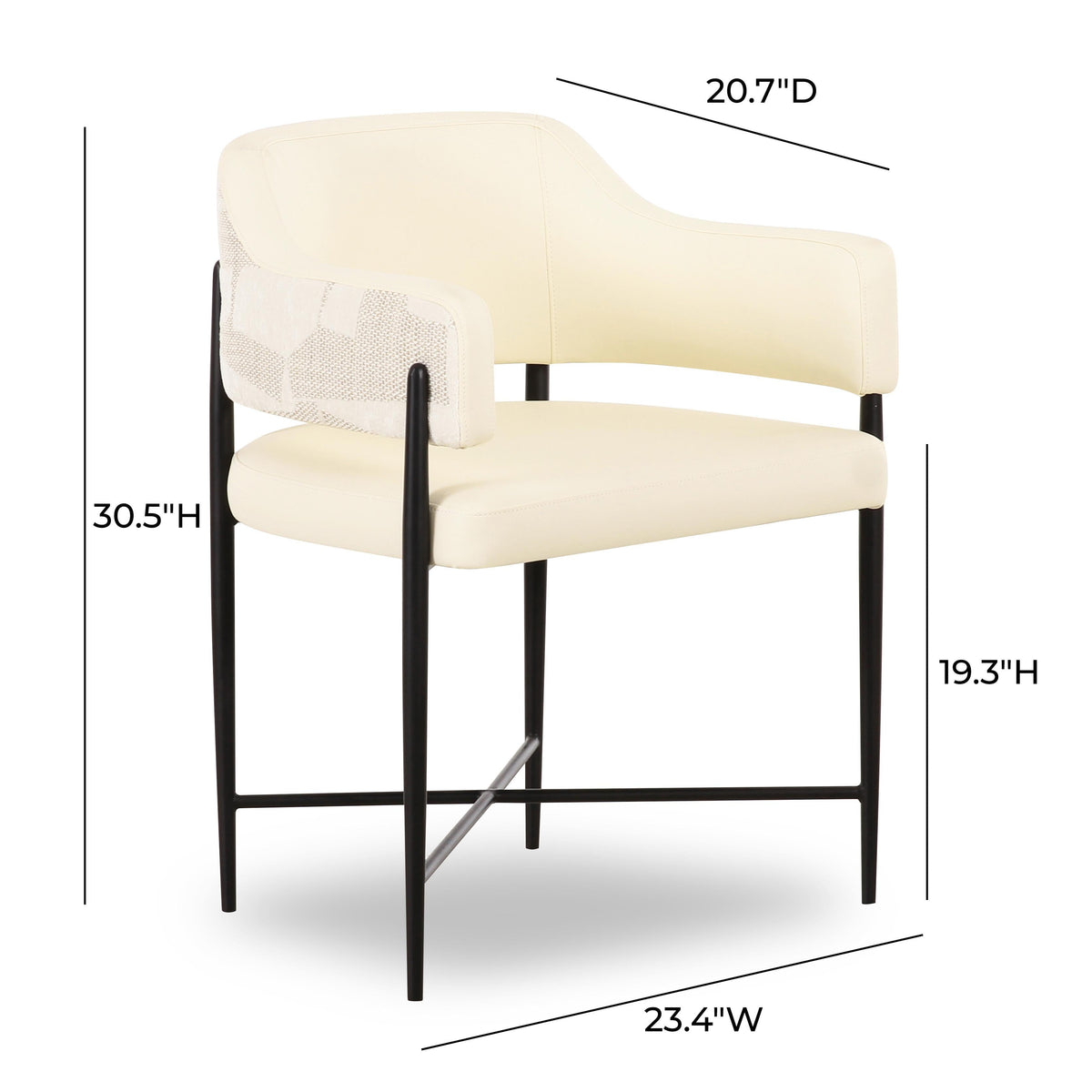 TOV Furniture Sezanne Cream 2-Tone Cream Performance Vegan Leather and Jacquard Dining Chair
