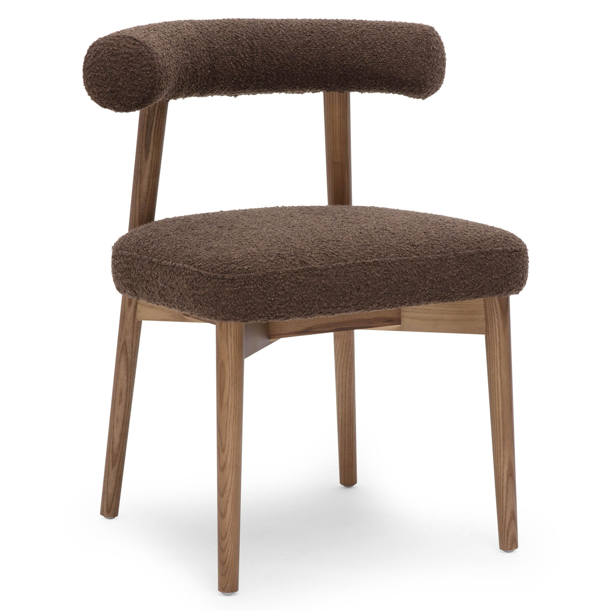 TOV Furniture Spara Performance Boucle Side Chair in chocolate brown boucle, ash wood, primary product view