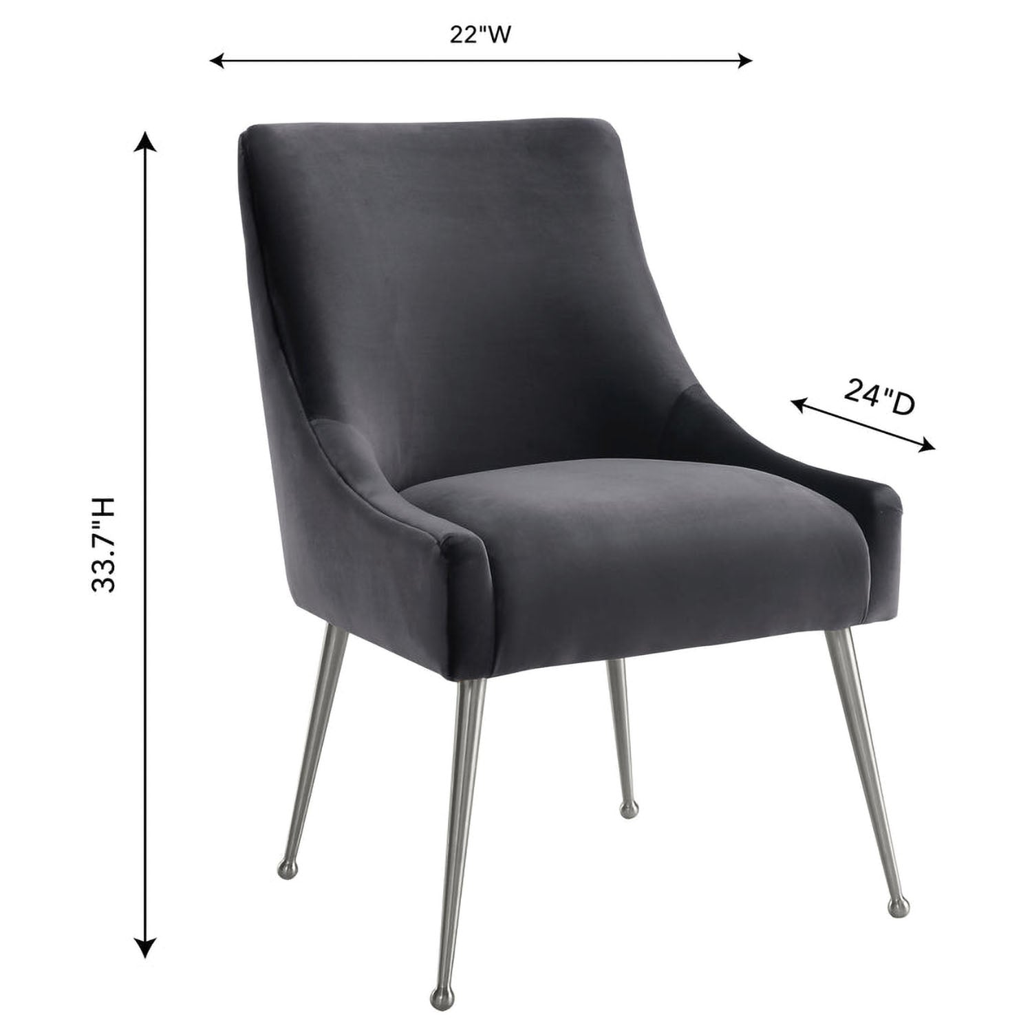 TOV Furniture Beatrix Grey Velvet Side Chair