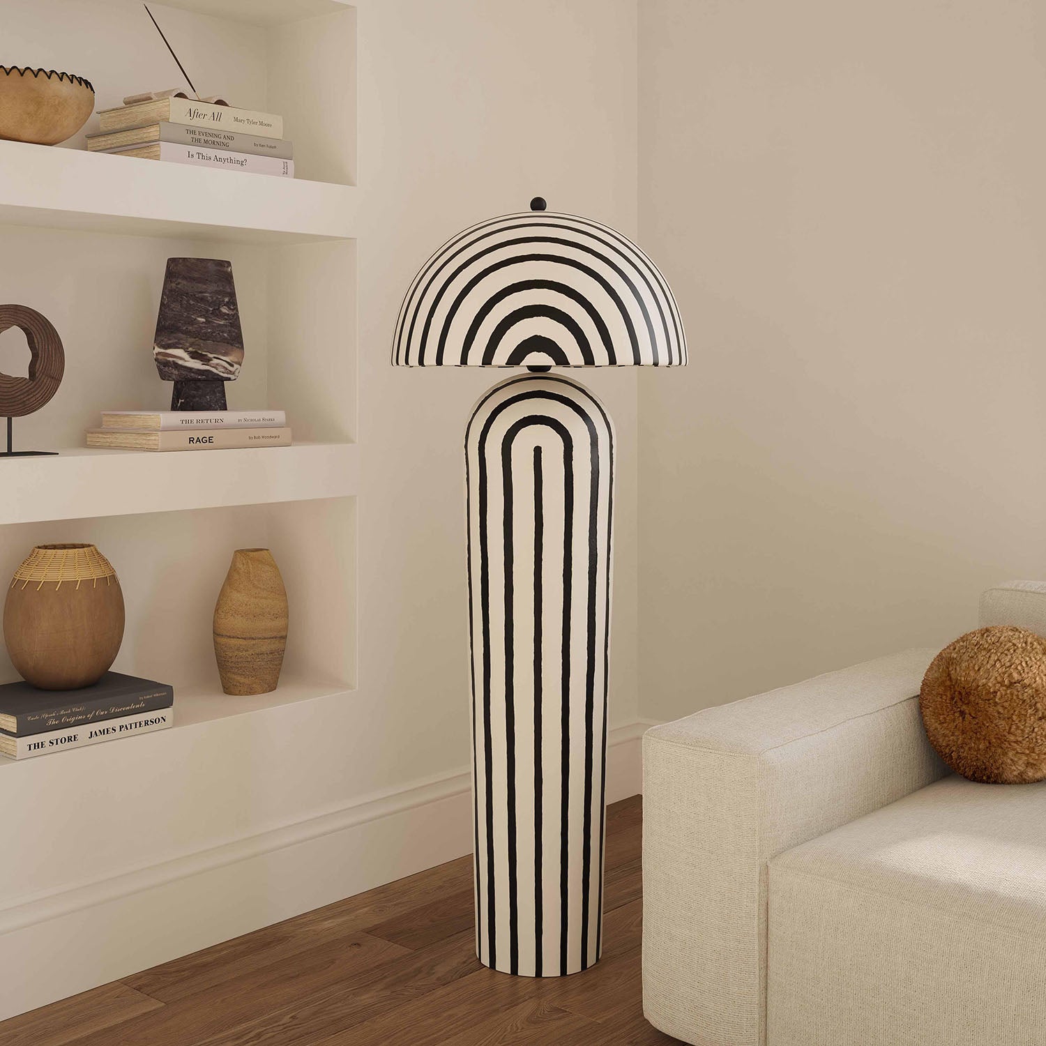 TOV Furniture Maiori Black Striped Papier Mache Floor Lamp