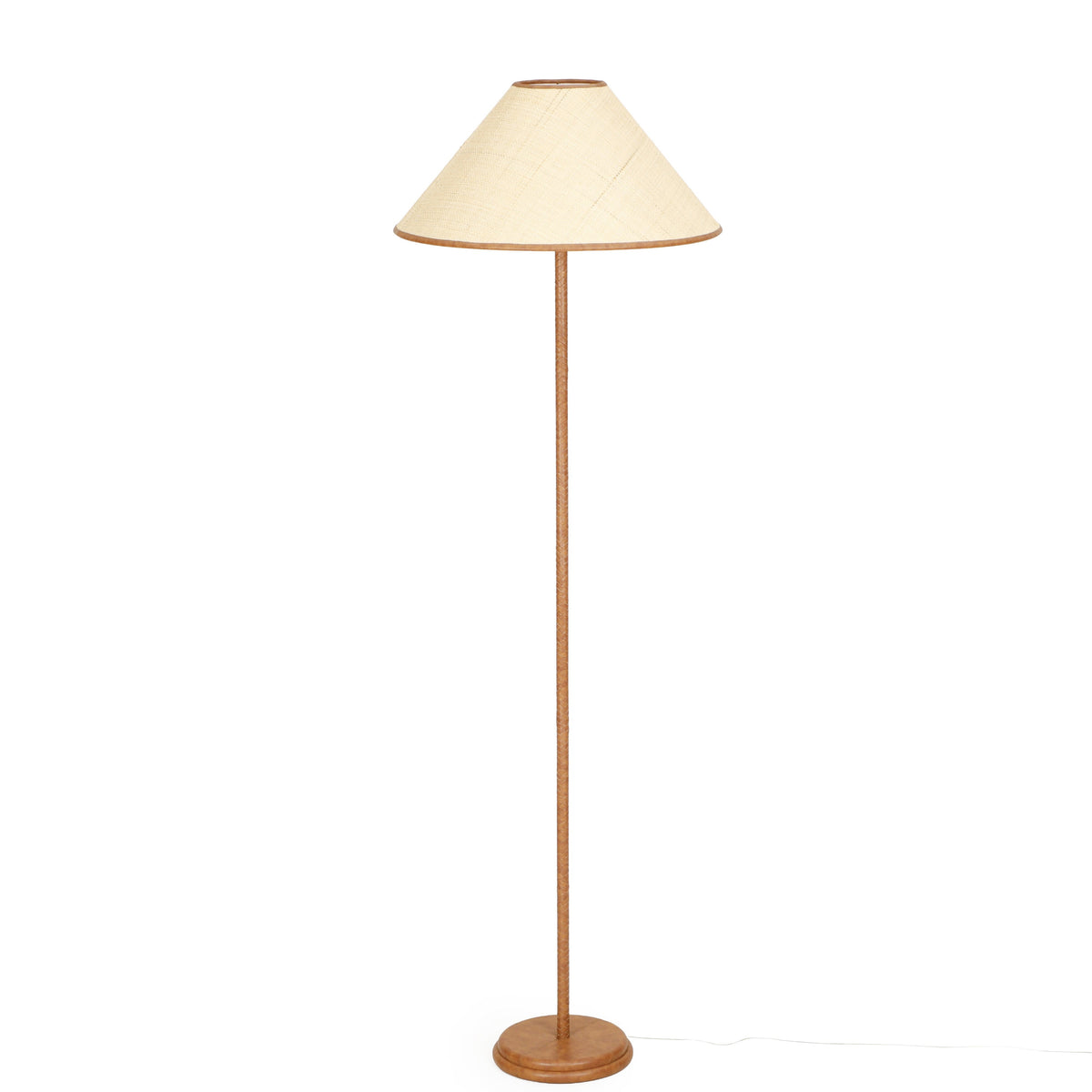 TOV Furniture Keria Natural Vegan Leather and Raffia Floor Lamp