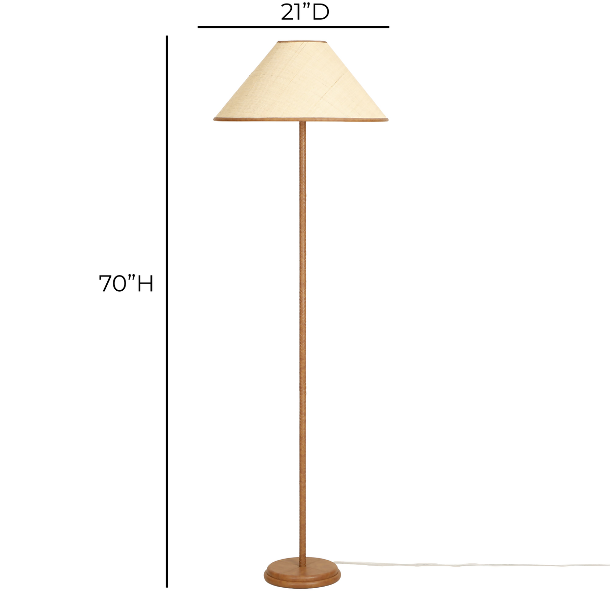 TOV Furniture Keria Natural Vegan Leather and Raffia Floor Lamp