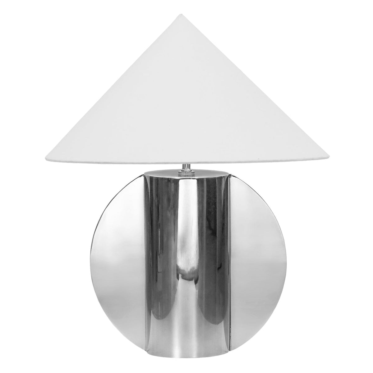 TOV Furniture Geo Semi-Circled Chrome Table Lamp in chrome finish with cotton shade, primary product view