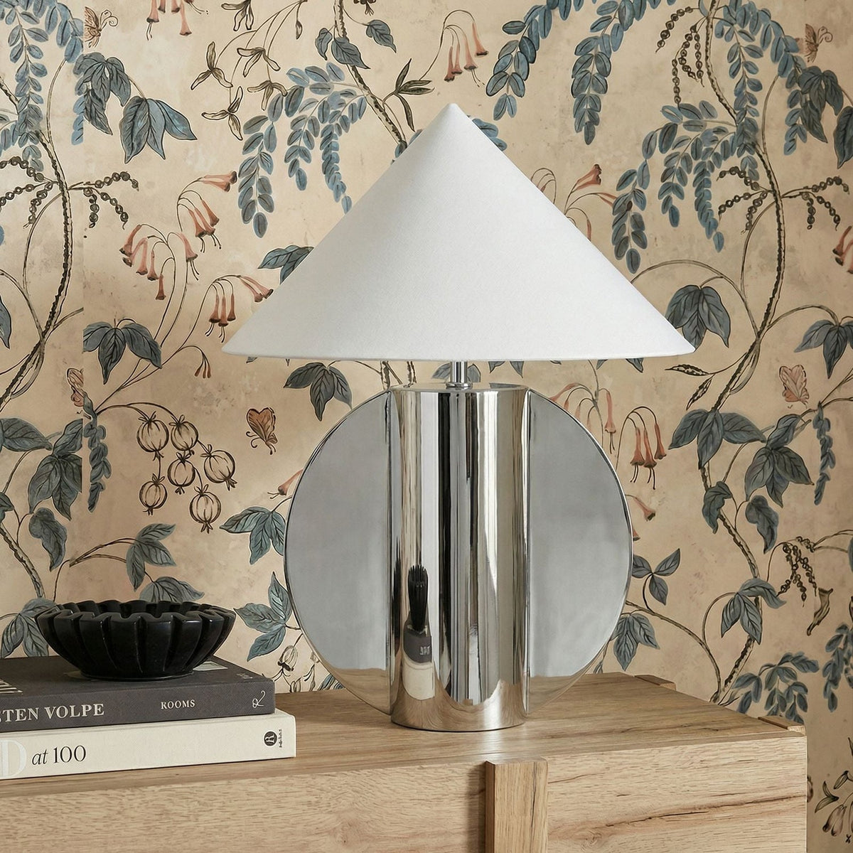 TOV Furniture Geo Semi-Circled Chrome Table Lamp