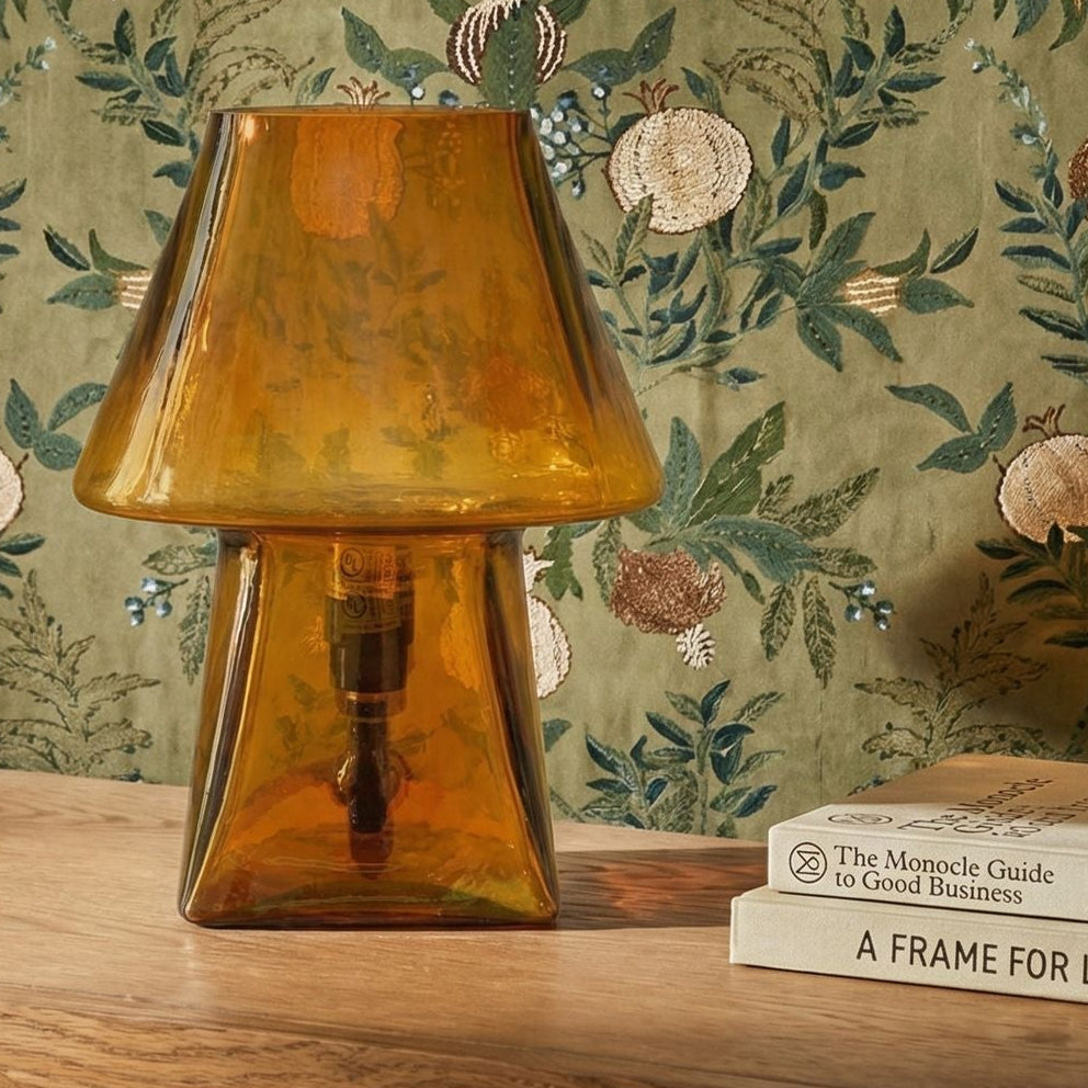 TOV Furniture Luca Amber Glass Mini Table Lamp in amber glass, primary product view