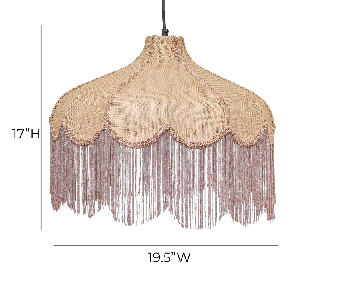TOV Furniture Buchanan Jute Fringed Scalloped Pendant